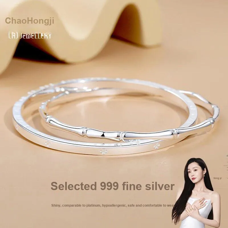 CHAOHONGJI 999 Fine Silver Bangles Women's-2