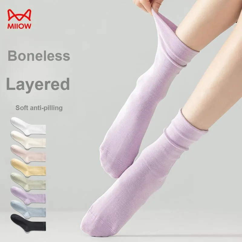 MIIOW Mid Calf Socks Women's 5 Pack-7