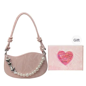 DCLOUD PU Crossbody Bag Shoulder Bag Medium Size Women's White Box/Pink Box