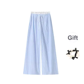 TORIGHT Casual Pants Women's Blue+Bowknot Hair Tie Comes With