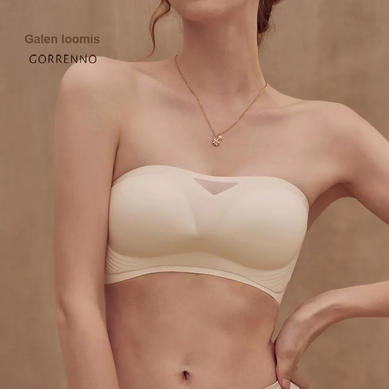 GORRENNO Strapless Bra Women's Milk White-34