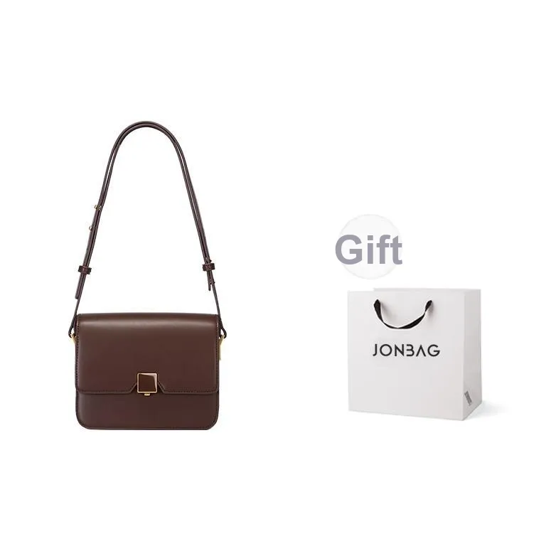 JONBAG Synthetic Leather Tofu Bag Small Square Bag, Shoulder Bag, Crossbody Bag, Shoulder Bag Trumpets Women's Brown