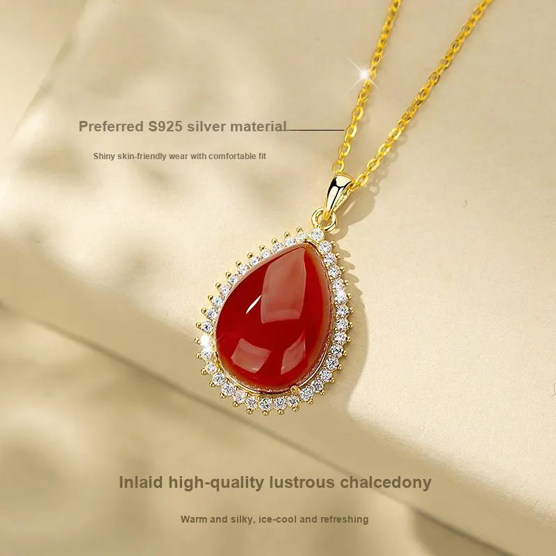 Encounter Gift Natural Chalcedony Jade Necklaces Women's-2