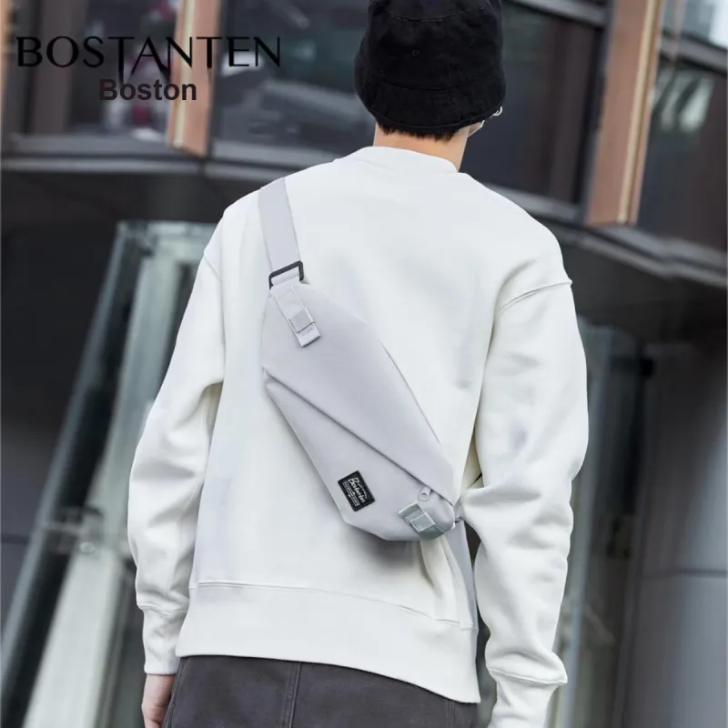 BOSTANTEN Fabric Crossbody Sling Bag Regular Men's Gray/Black-11