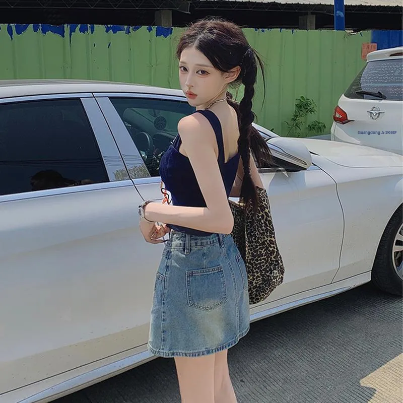 ZXZA Denim Short Skirts Women's-4