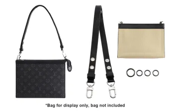 Cow Leather Shoulder Strap Clutch One Shoulder Chain Accessories Bag Strap Unisex Black