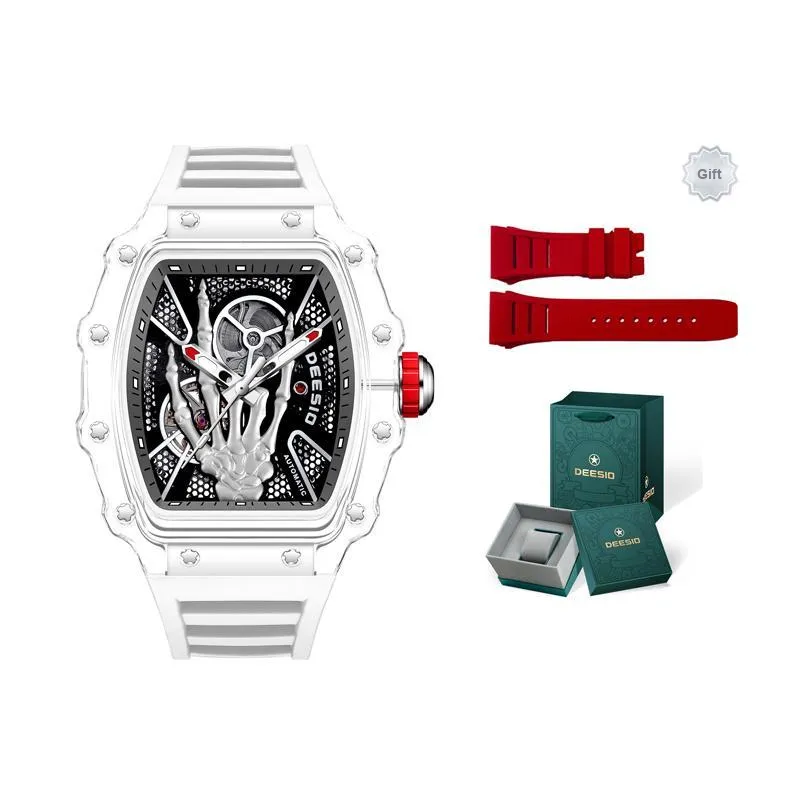 DEESIO Gold Finger Collection Automatic Mechanical Movement Rubber Strap Watch Men's Watches Black Dial-12