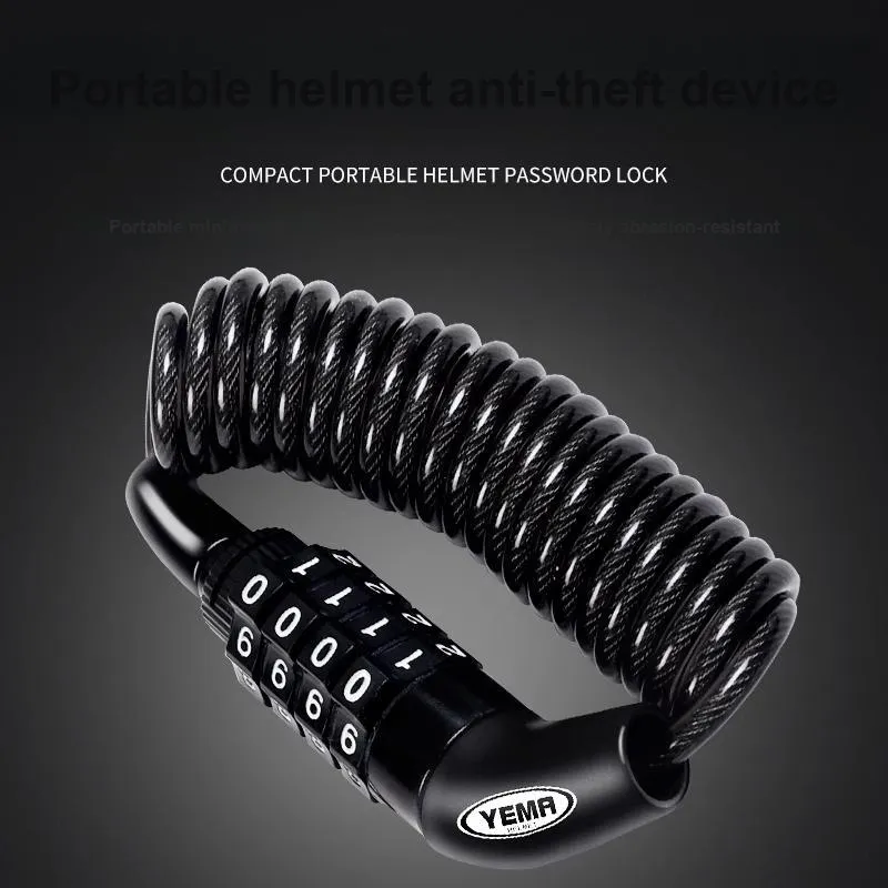 YEMA Bicycle Locks Outdoor Zinc Alloy Steel Cable PVC Jacket Burglar-Resistant Coded Lock 4mmx1.5m-1