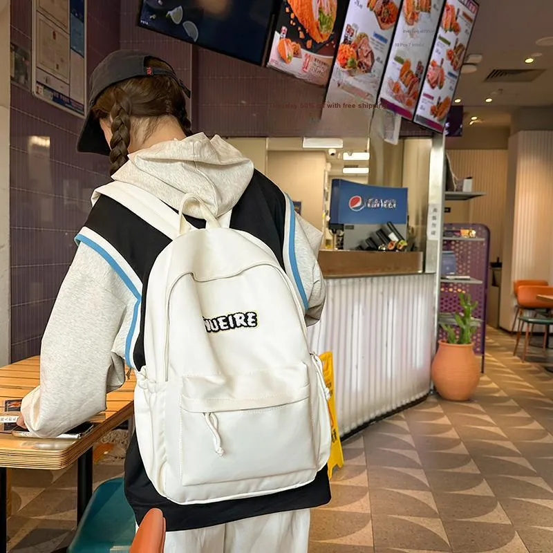Yalu Nylon Backpack Unisex White/Black/Red/Yellow/Green/Blue-4