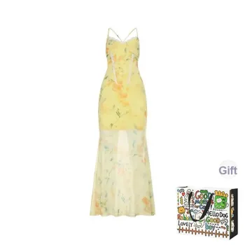 BVODE Slip Dresses Women's Yellow Shopping Bag