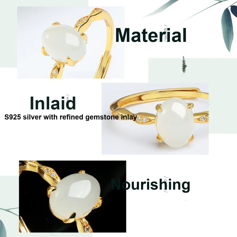 Oriental Jade Rings Pale Greenish White Jade Women's-3