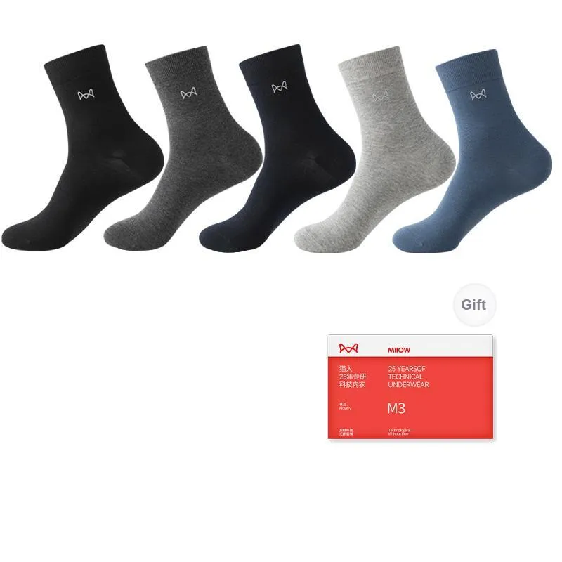 MIIOW Mid Calf Socks Men's 5 Pack Gift Box Set-16
