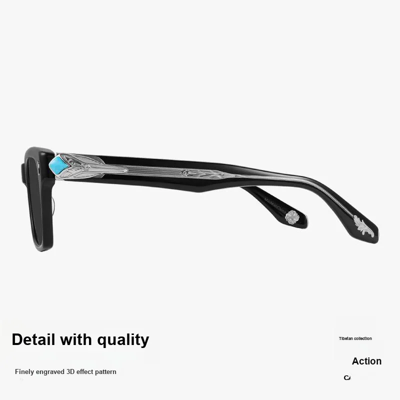 MUJOSH Collection Of Works Plate And Metal Square Design Sensory Temple UV Protection Sunglasses Unisex-3