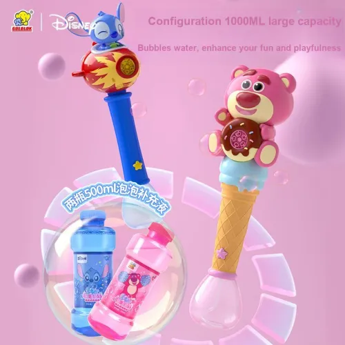 GOLDLOK Disney Lotso Stitch Handheld Stick Automatic Leak Proof Bubble Machines