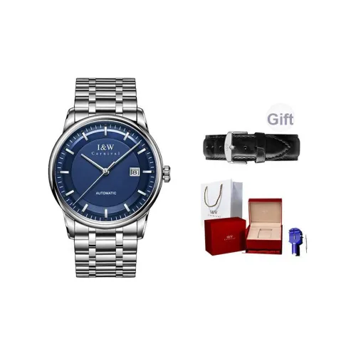 I W CARNIVAL HWGUOJI Автоматический механический механизм ремешок из нержавеющей стали мужские часы серый циферблат