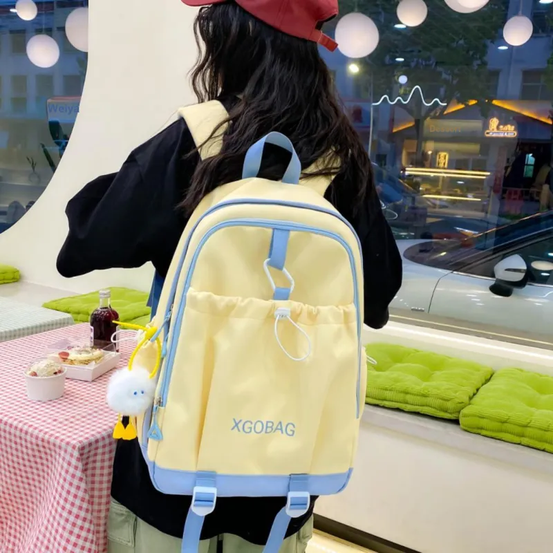 AIBAG Nylon Backpack Unisex White/Black/Purple/Yellow/Green/Brown-14