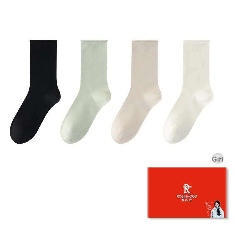 ROBINHOOD Mid Calf Socks Women's 4 Pack Gift Box Set-5