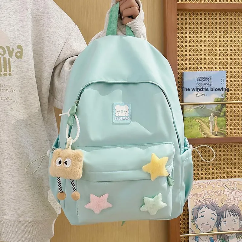 DALO Nylon Backpack Women's White/Pink/Yellow/Green/Black-19