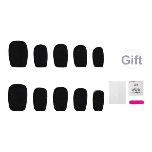 JIABITU Флоковый Черный False Nail Короткий LADDER Однотонный Телесный Велюр 14мм