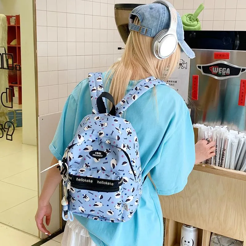 Moonshine Nylon Fabric Backpack Women's Blue/White/White & Brown/White & Blue-2