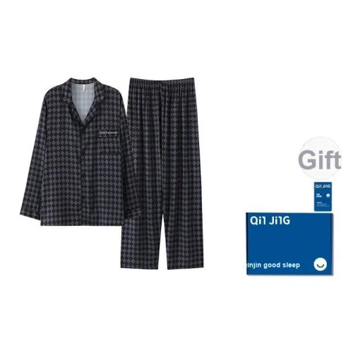 Qin Jing Пижамный комплект Мужской в узор "гусиная лапка"
