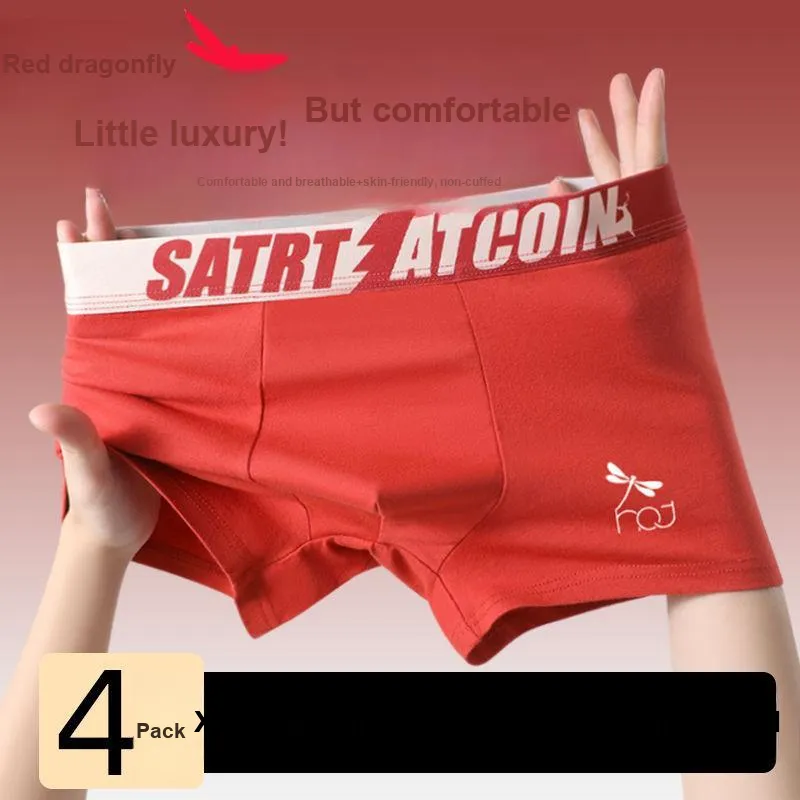 RED DRAGONFLY Cotton Panties Men's 4 Pack Gift Box Set-2