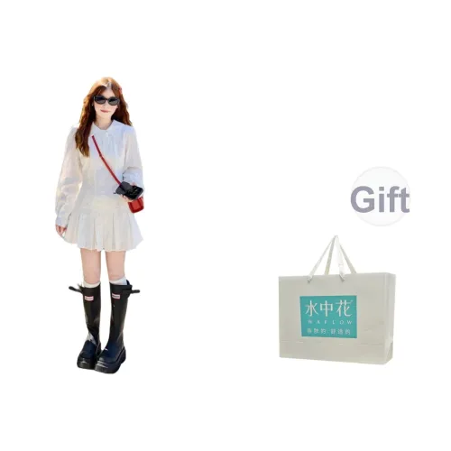 Flowers in water Длинное платье с длинными рукавами женское