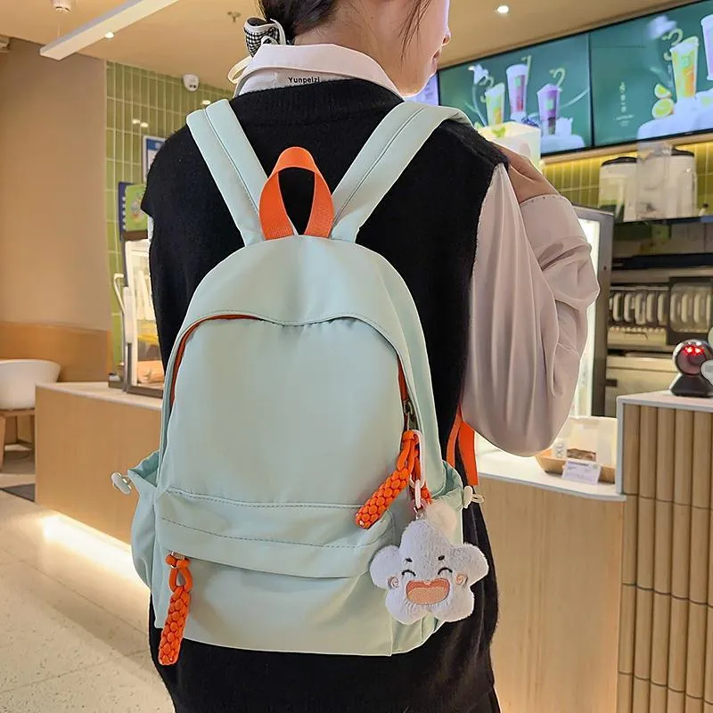Yalu Nylon Backpack Unisex Black/Ecru/Green/Blue/Pink/Gray/Purple-33