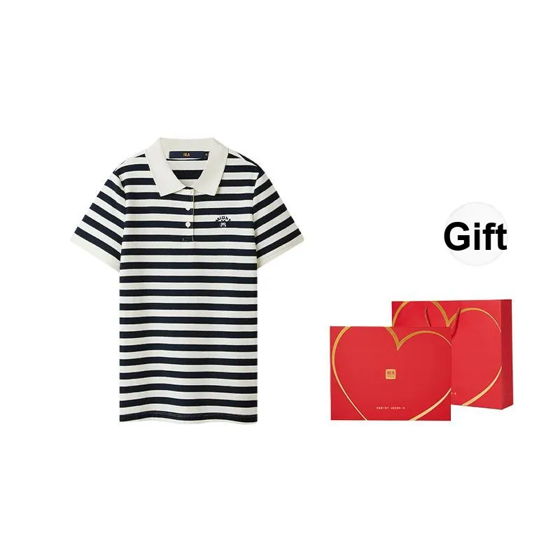 HLA Polo Shirt Women's Navy Blue Stripes-2