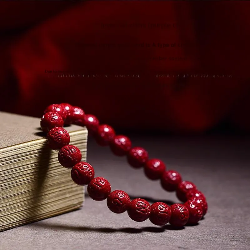 WUMZK Reconstructed Cinnabar Bracelets Unisex-3