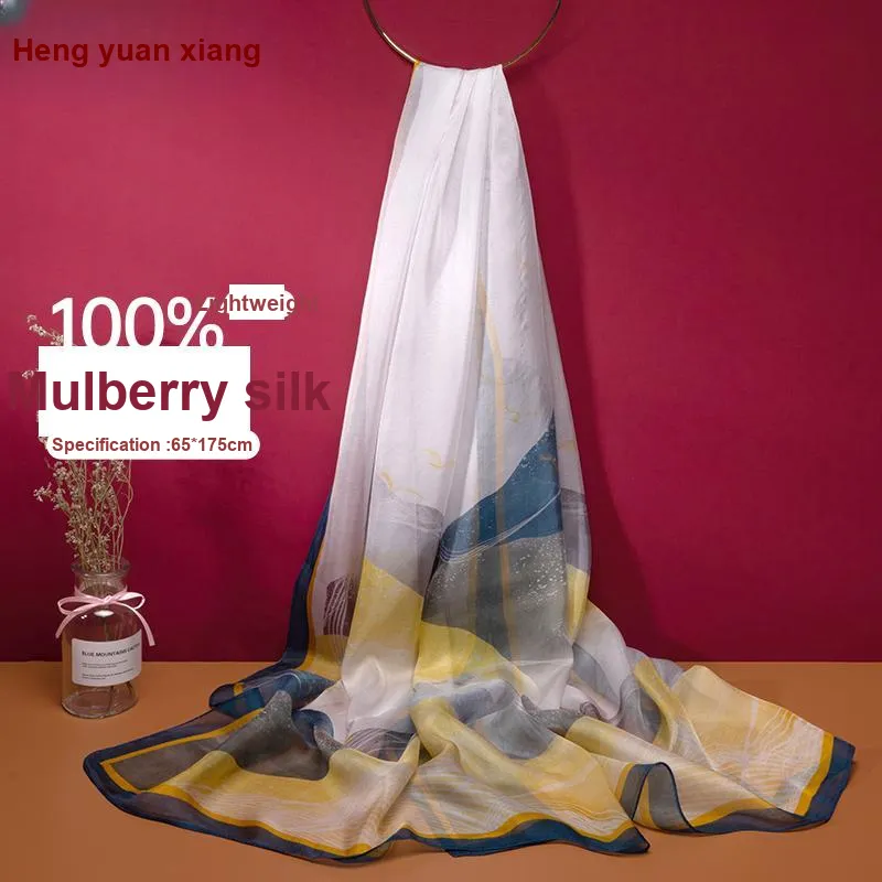 H YXIANG Silk Scarves Women's-7