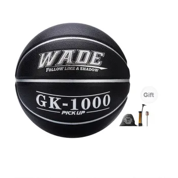WADE GK1000 PU Basketball Cool Black Silver Size 7 Training Match Unisex