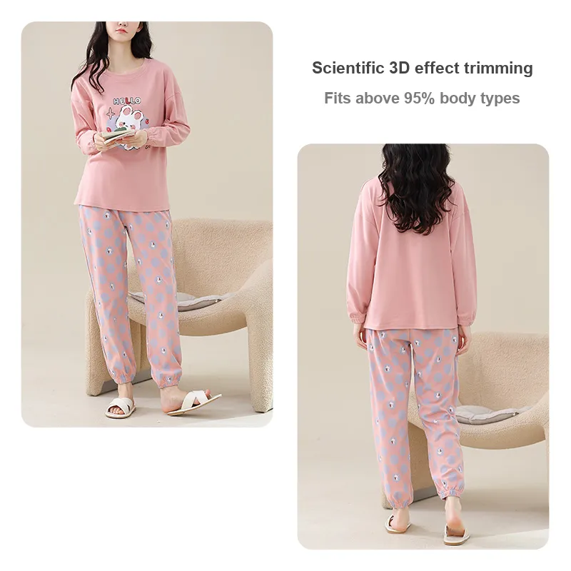Aidai Pajama Set Women's Peach Pink-4