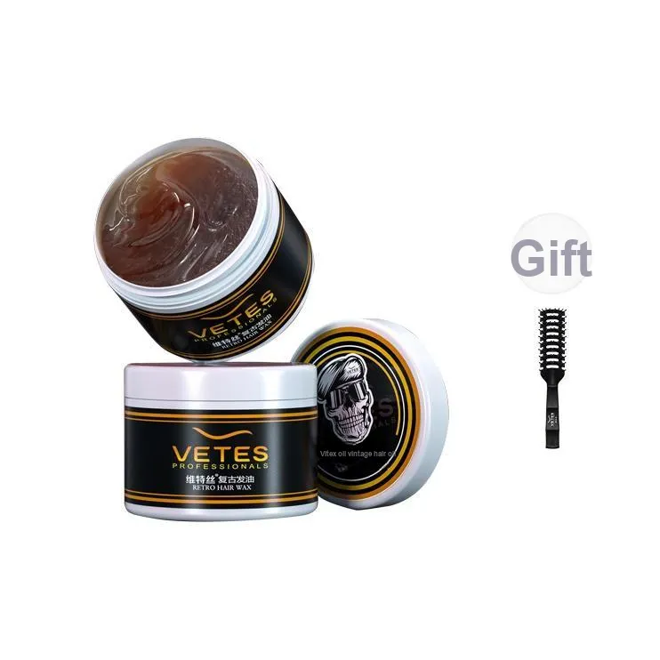 VETES Мужской Винтаж Формирование Волосы Масло для Волос Глина Hydrating с Свежим Ароматом Длинное Сдерживающее Укладка 100г*2