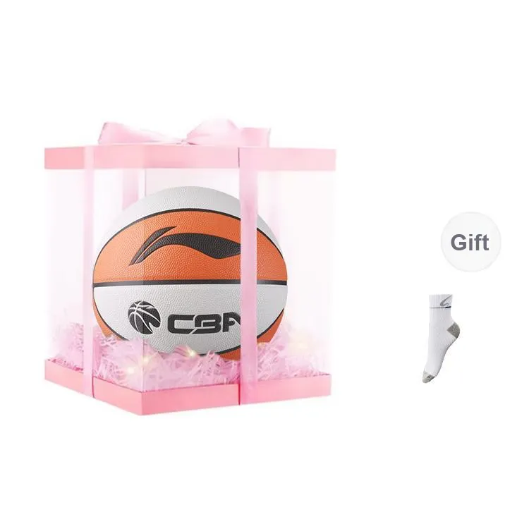 LiNing CBA Collection PU Basketball White Orange Size 7 Ball Training Unisex-7