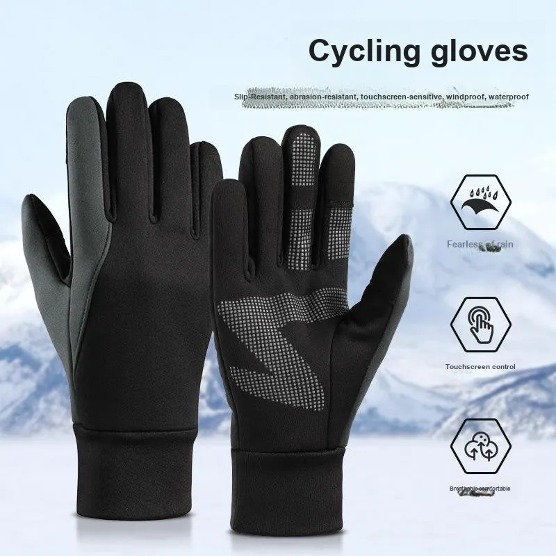 TANLU Riding Equipment Cycling Glove Fishing Sports Running Bicycle Unisex TPU Polar Fleece Black-1