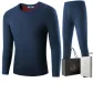 Long-Sleeved Top+Pants Clothing Sets (Navy Blue) with Fleece Insulation/Double-Layer Thickened