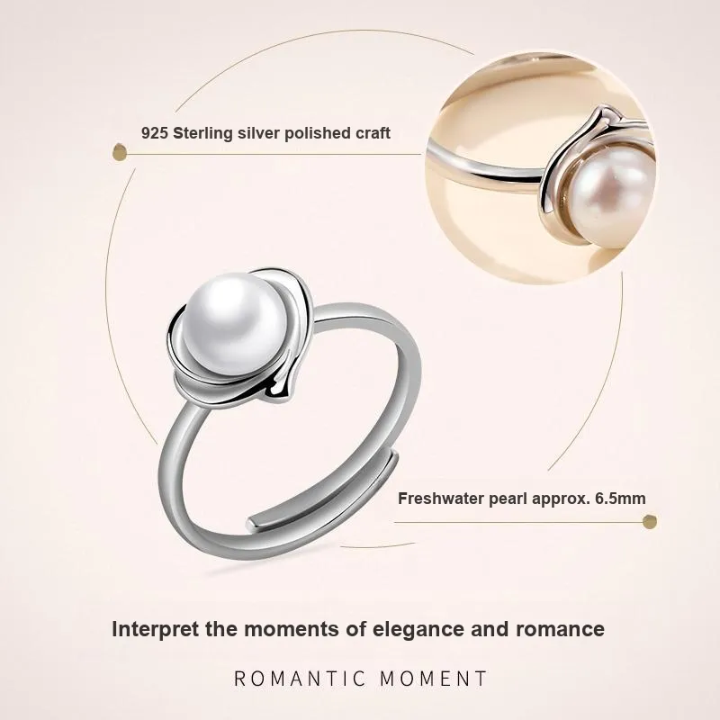 LAOYINJIANG Pearl S925 Sterling Silver, Hoop Ring Women's-5