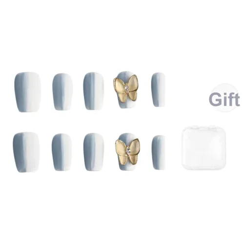 SHANGSHIQIN Градиентный синий Матовый Металл 3D-эффект Бабочка 15mm Короткий LADDER Синий Градиентный