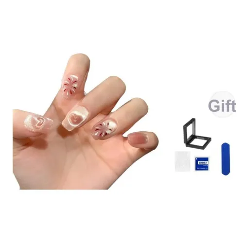 XNTX Пламя Дерево Серебряный Цветочный дизайн False Nail QUARTER Короткий Квадрат Розовые оттенки Jump Цвет Стиль Инстаграм