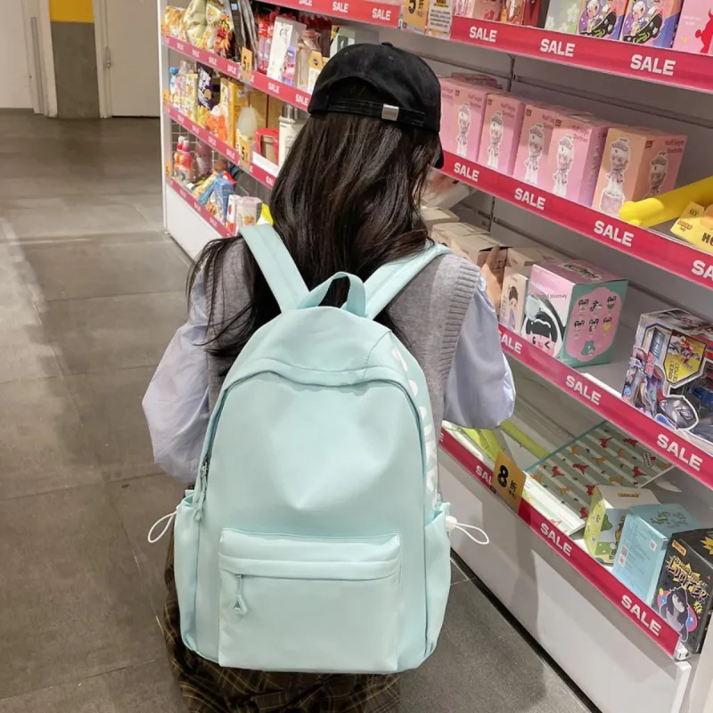 WICKBUEN Nylon Backpack Unisex White/Black/Pink-15