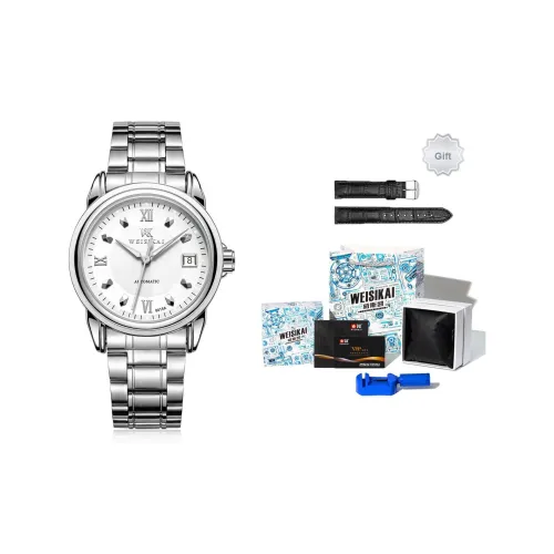 WSK Механический механизм ремешок из нержавеющей стали мужские часы белый циферблат