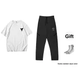 Thorn Rose Black Pants+White Shades Short-Sleeved (Short-Sleeved Random)+Free Random Sports Socks