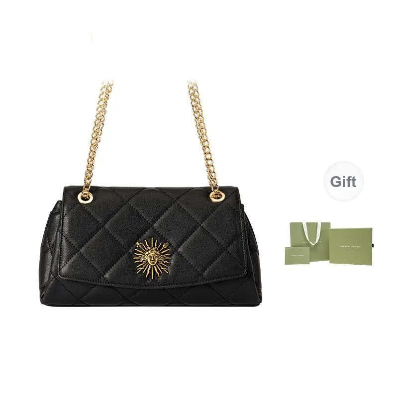 VANESSA HOGAN Helios Series Cow Split Leather Shoulder Bag Regular Women's Black/Ecru-6