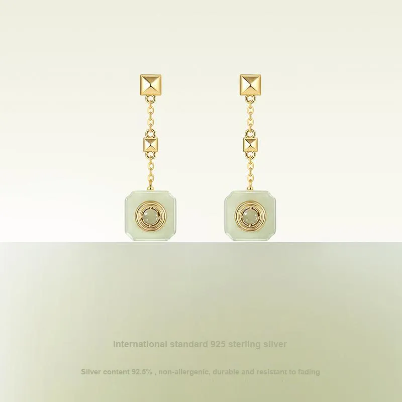 Gongzhu Earrings Green Jade Women's-1