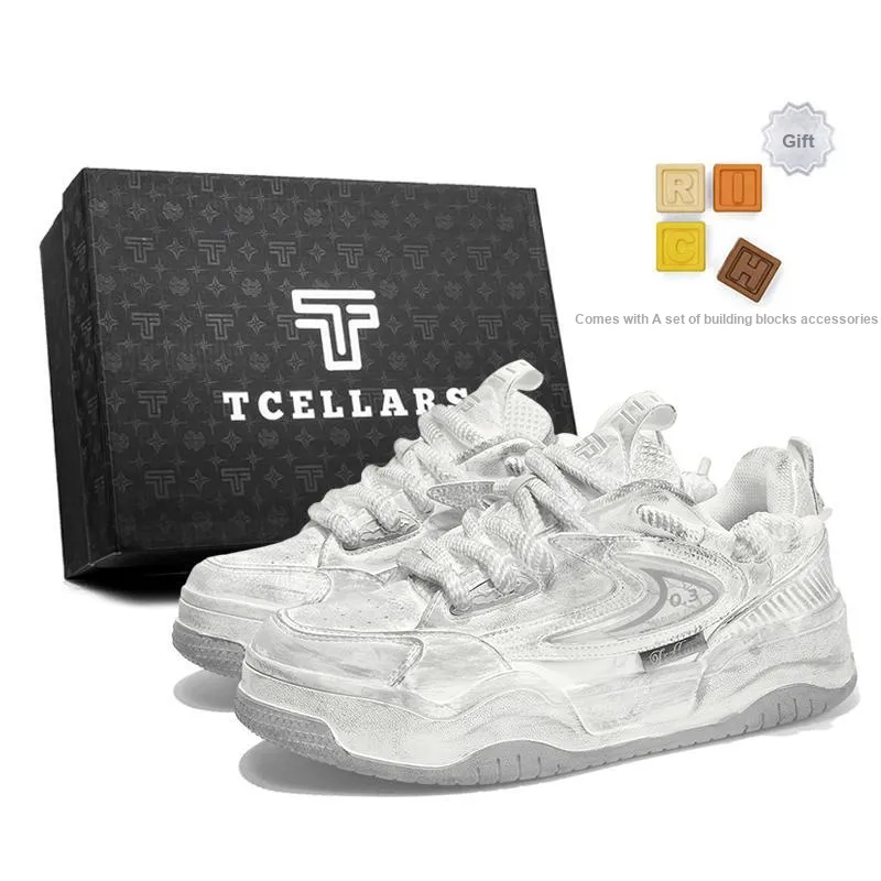TCELLARS Abrasion Resistant, Balance, Lightweight, Height Increasing Low Top Skateboard Shoes Cream Gray-5