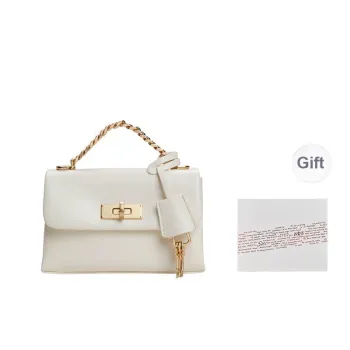 CHARLES&KEITH PU Handbag Small Size Women's Black/Cream Milk White/Light Pink