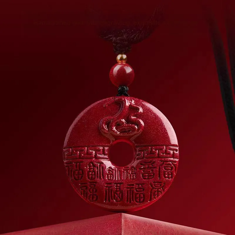 Lingxiang Yurun Cinnabar Necklaces Unisex-6