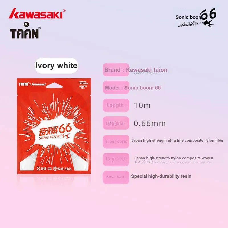 Kawasaki Ball Sound Badminton Racket Strings Cherry Blossom Pink White Japan High-Stress Nylon Rib Unisex 10m-5