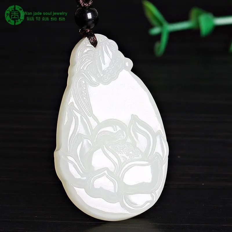 WANYUHUN Hetian Jade Pendants White Jade Unisex-2